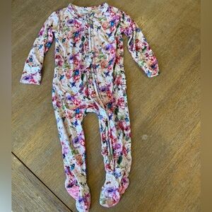 Posh Peanut Floral Footie One Piece - Pink and Purple